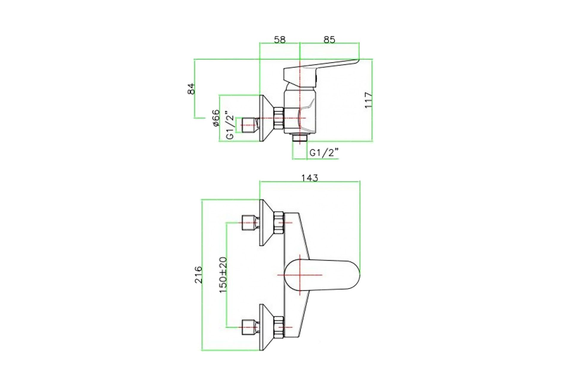 технічна схема Змішувач для душа Fiore Kevon Chic 81CR6511