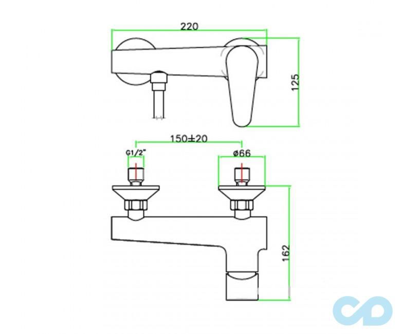 креслення Змішувач для душа Fiore Kera 88CR5540