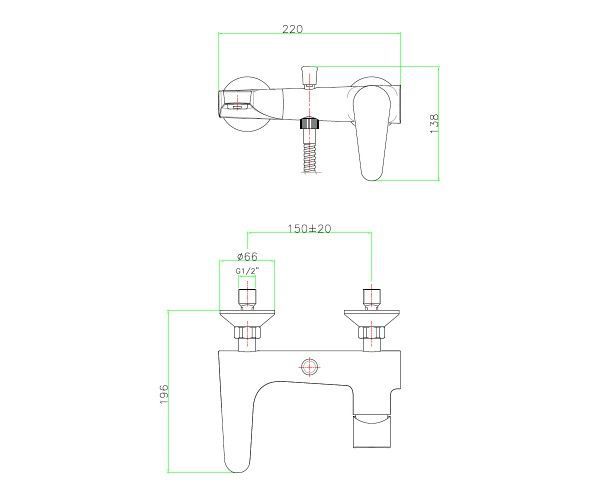чертеж Смеситель для ванны Fiore Kera 88CR5551