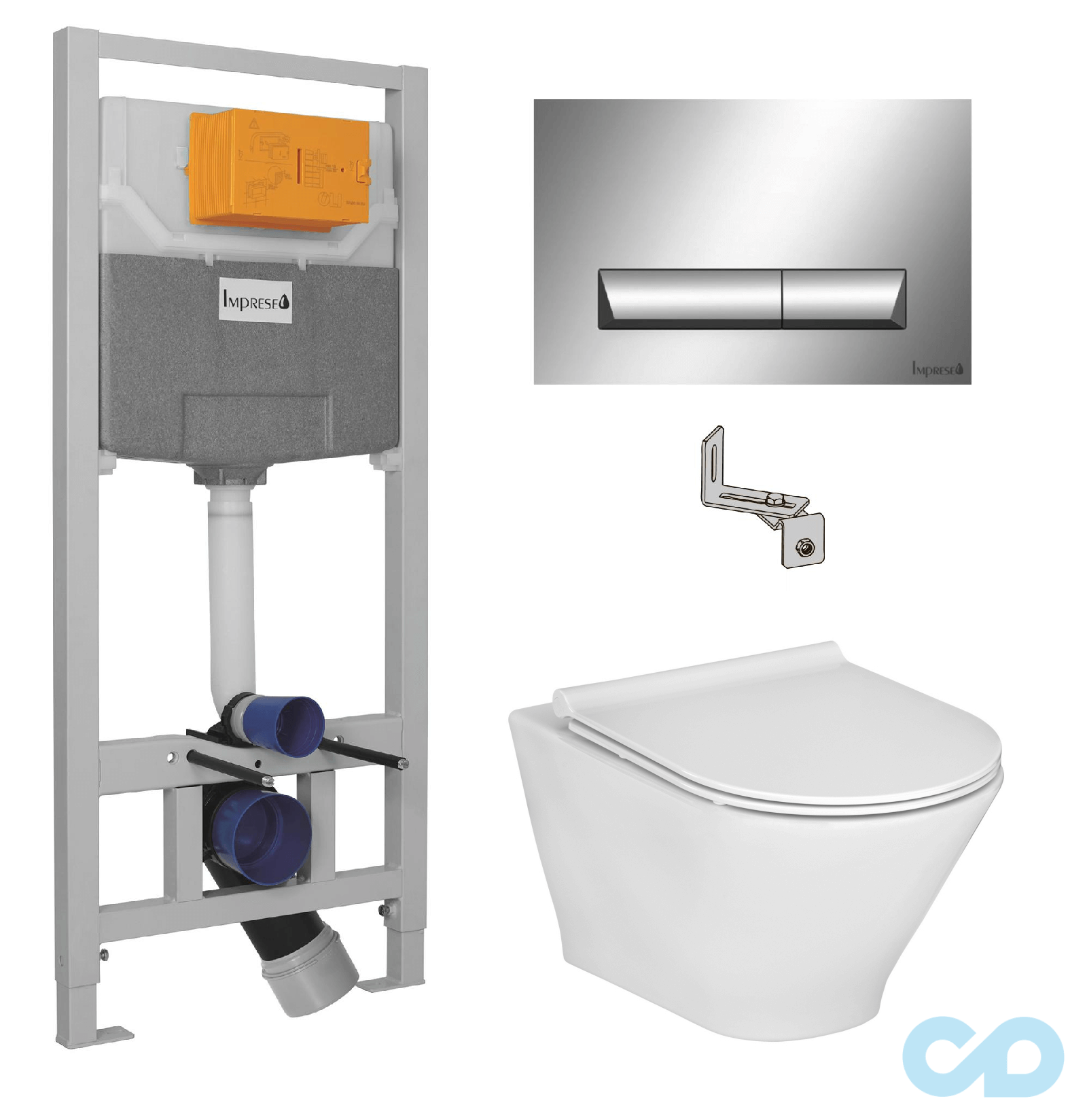 Інсталяція для унітазу Imprese 3в1 i8120 з підвісним унітазом Roca Gap Round Rimless A34H0N8000