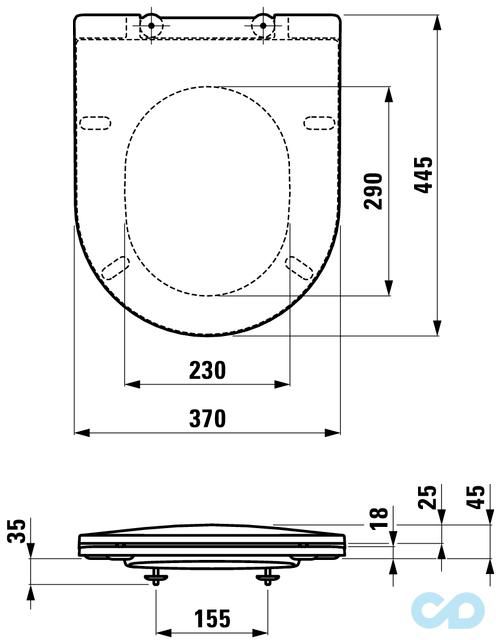 Інсталяція для унітазу Imprese 3в1 i8120 з підвісним унітазом Laufen Pro Rimless H8209660000001 технічна схема 2