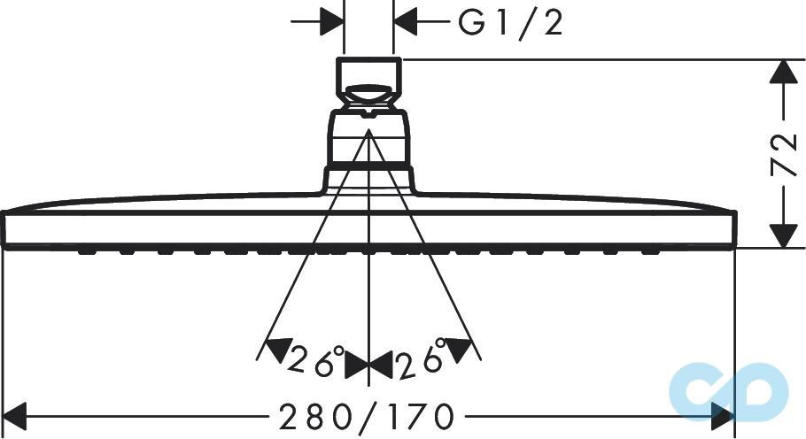 креслення Верхній душ Hansgrohe Croma E 26257000
