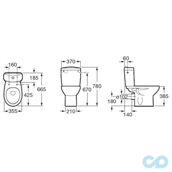 чертеж Напольный унитаз Roca Victoria A34940200V