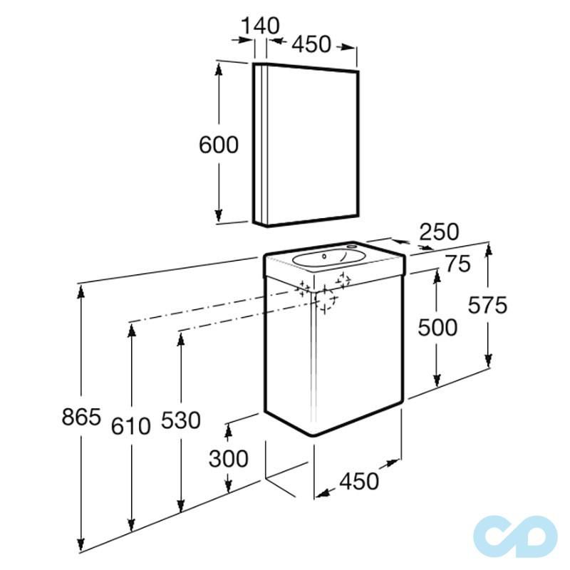 креслення Комплект меблів 3 в 1 Roca Mini A855866806