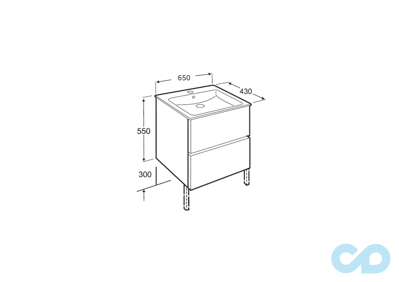 креслення Тумба з раковиною Roca Cube A85119B806