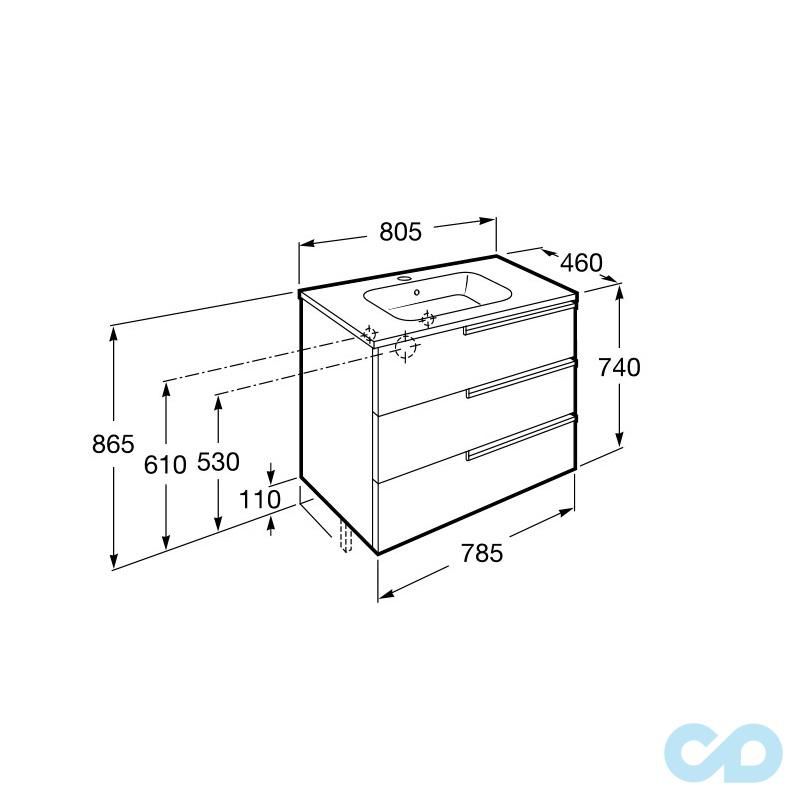 креслення Тумба з умивальником Roca Victoria-N A855837153