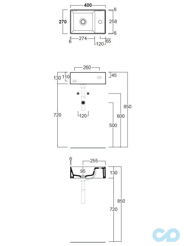 креслення Міні-раковина Simas Agile AG40