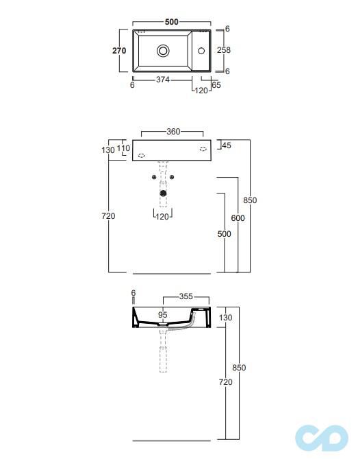 креслення Міні-раковина Simas Agile AG50