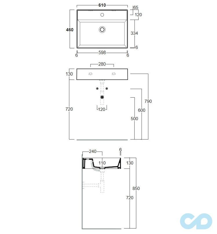 креслення Накладна раковина Simas Agile AG61