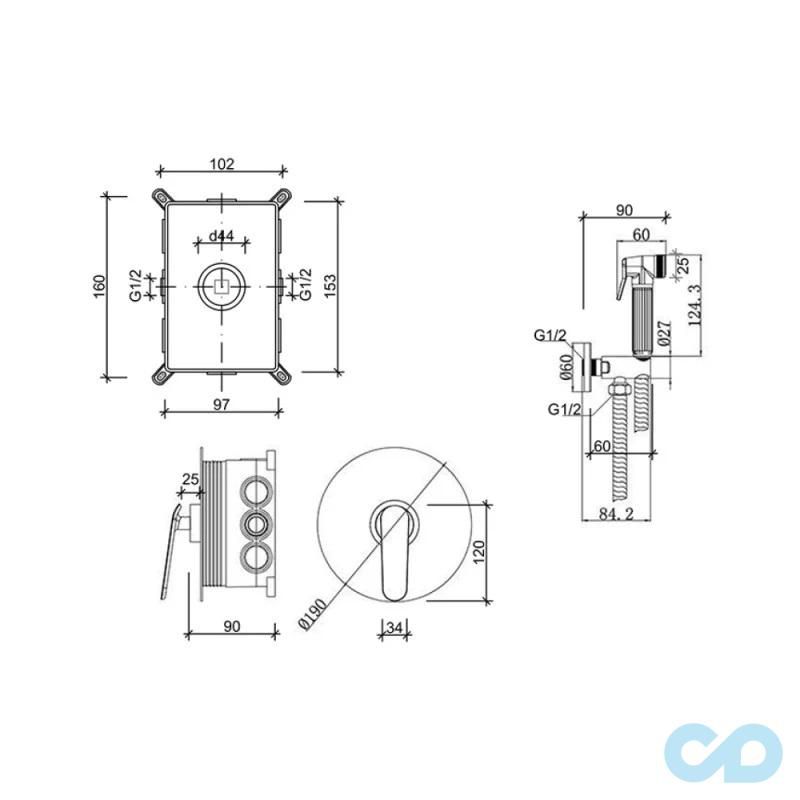 креслення Гігієнічний душ Q-tap Inspai Varius V10440101