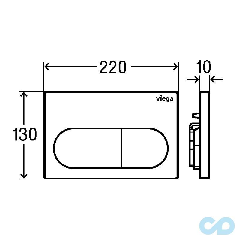 технічна схема Інсталяція для унітазу Viega Prevista Dry (3в1) 771973 + 460440 + 773748
