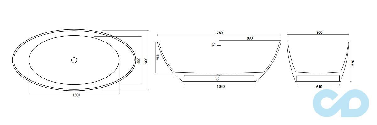 креслення Ванна отдельностоящая Badeloft BW-05-XL
