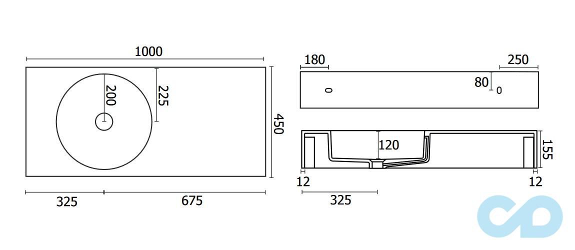 креслення Підвісна раковина Badeloft WT-02-A