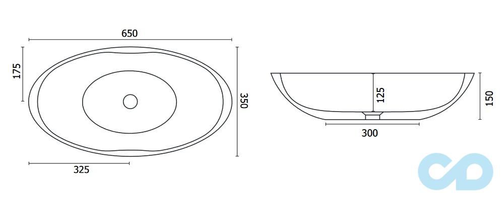 креслення Накладна раковина Badeloft WB-04