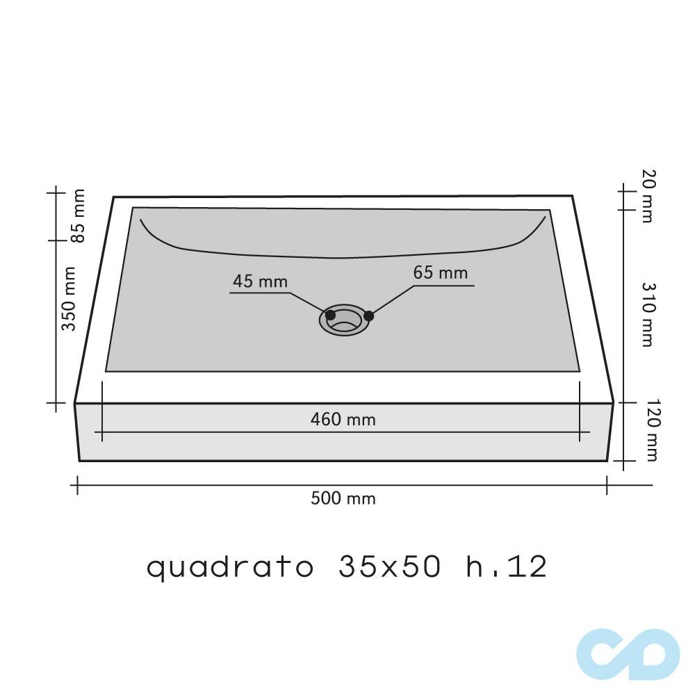 креслення Накладна раковина з натурального каменю 500 x 350 Imso ISLAQUGRI