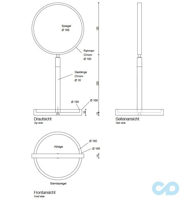 чертеж Настольное зеркало Decor Walther stone KSA 0972454