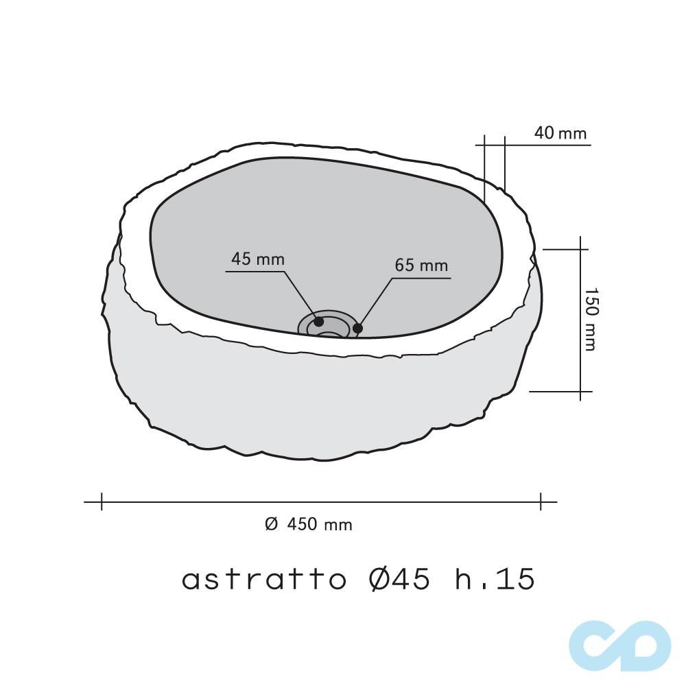 креслення Накладна раковина з натурального каменю 45х45 Imso ISLAASNED