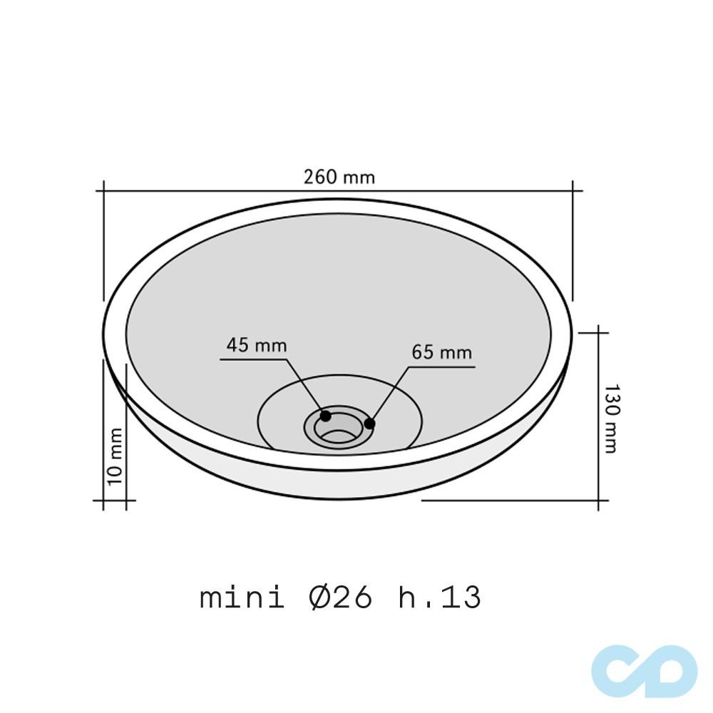 креслення Накладна раковина з натурального каменю Imso 26x26 ISLAMIBNE