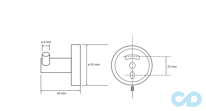 креслення Гачок Bemeta White 104106034 подвійний