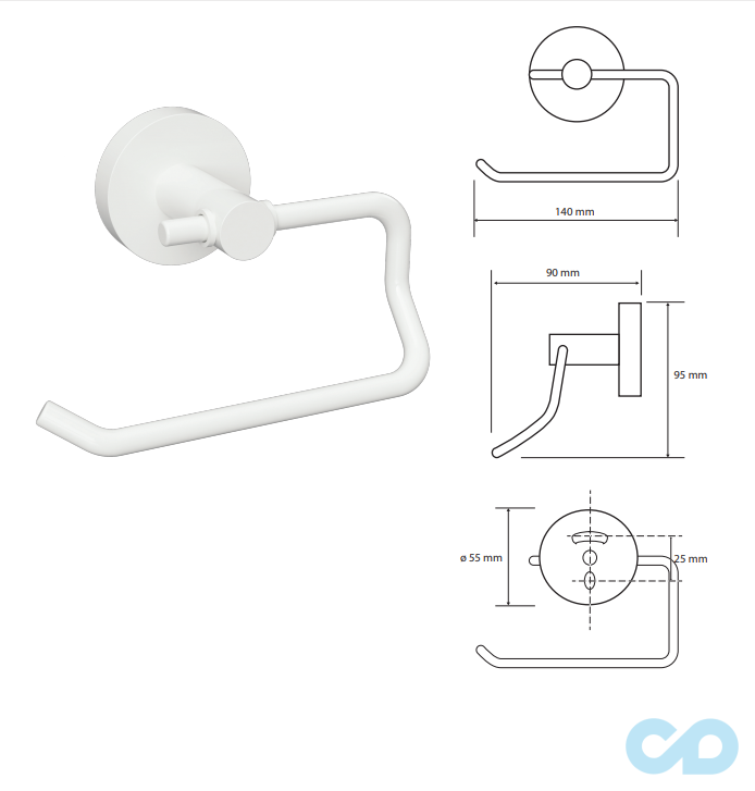 креслення Тримач туалетного паперу Bemeta White 104112044