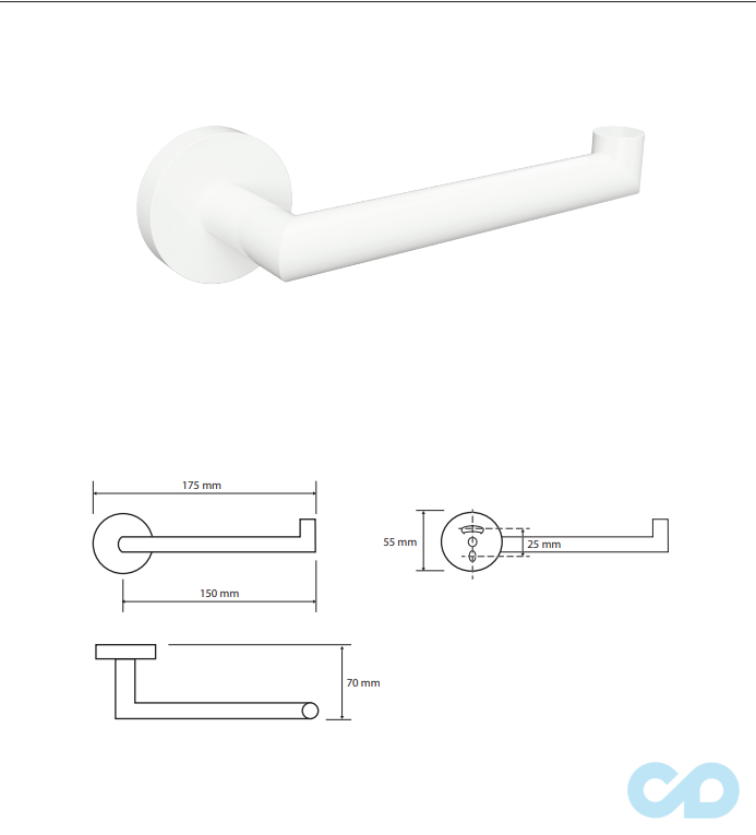 креслення Держатель туалетной бумаги Bemeta White 104212034