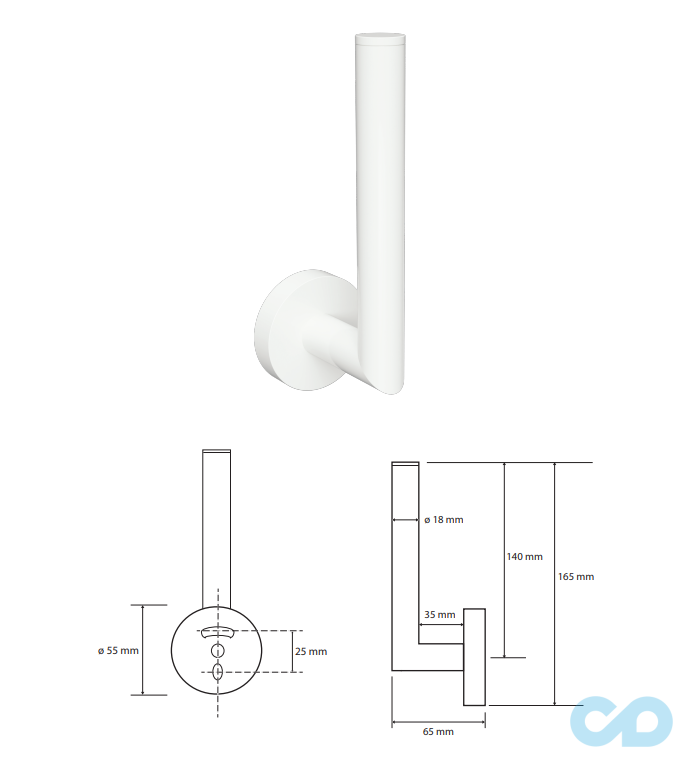 креслення Тримач туалетного паперу Bemeta White 104112034 вертикальний