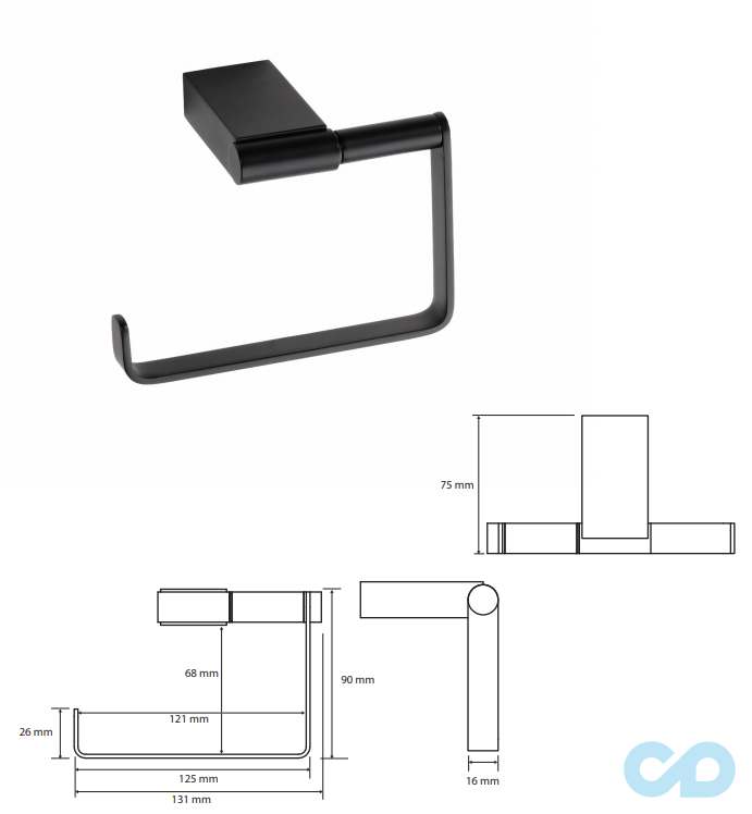 чертеж Держатель туалетной бумаги Bemeta Nero 135012220 черный
