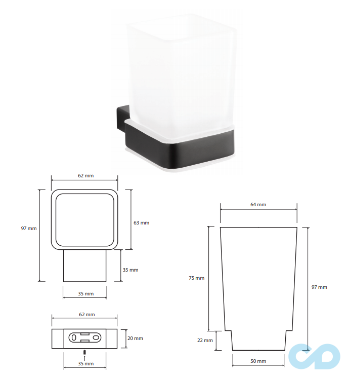 креслення Тримач зубної щітки Bemeta Nero 135011010 чорний