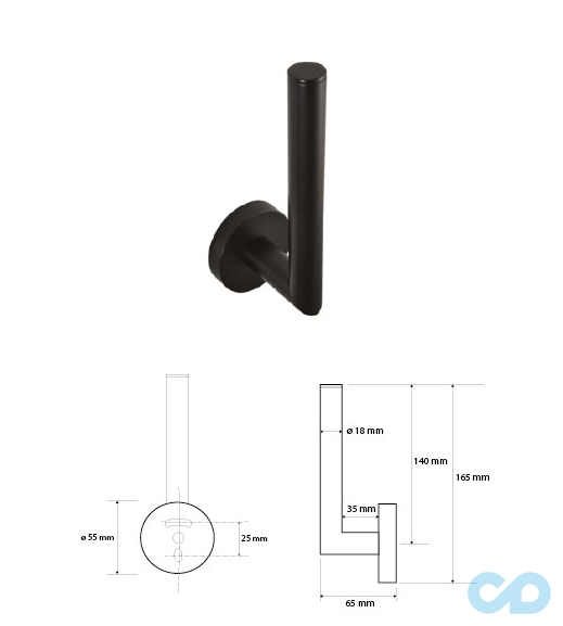 креслення Тримач туалетного паперу Bemeta Dark 104112030 чорний вертикальний