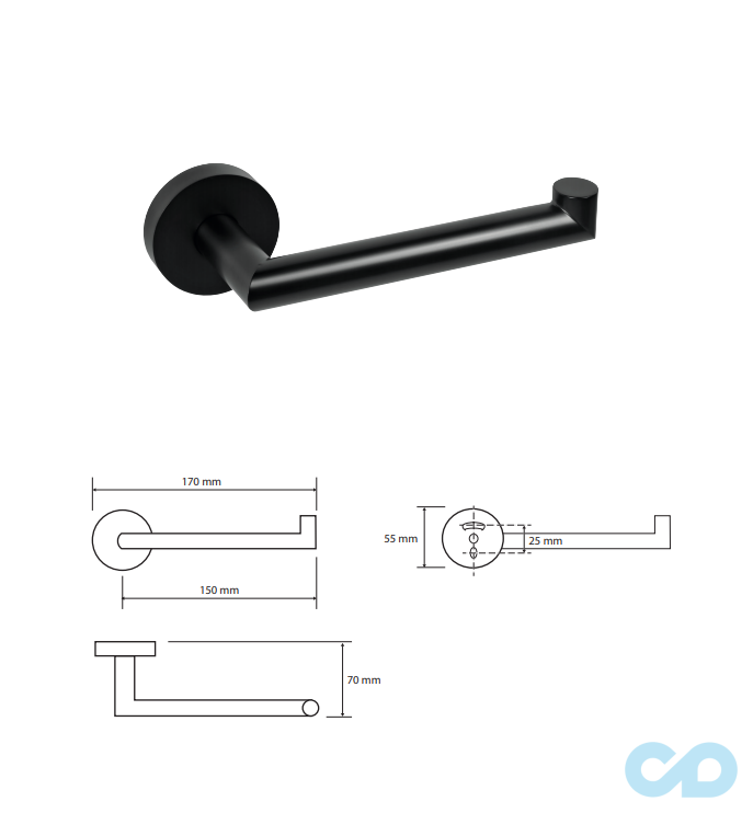 креслення Держатель туалетной бумаги Bemeta Dark 104212030 черный правый