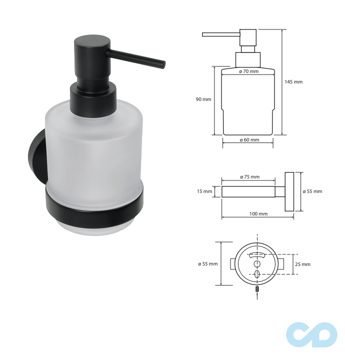 креслення Дозатор для рідкого мила Bemeta Dark 104109100 чорний міні