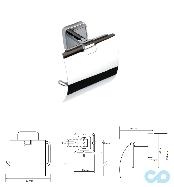 креслення Тримач туалетного паперу Bemeta Tasi 154112012 чорний з кришкою
