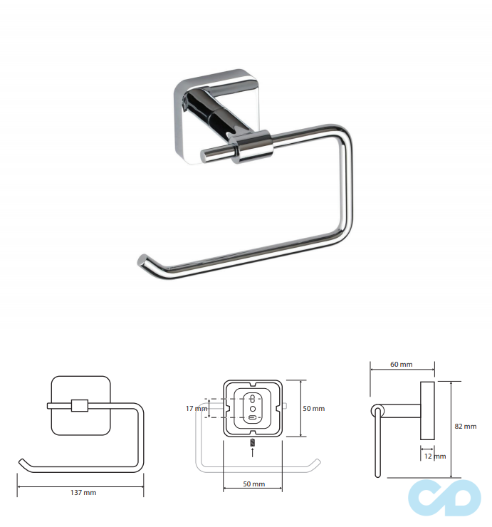 чертеж Держатель туалетной бумаги Bemeta Tasi 154112022 хром