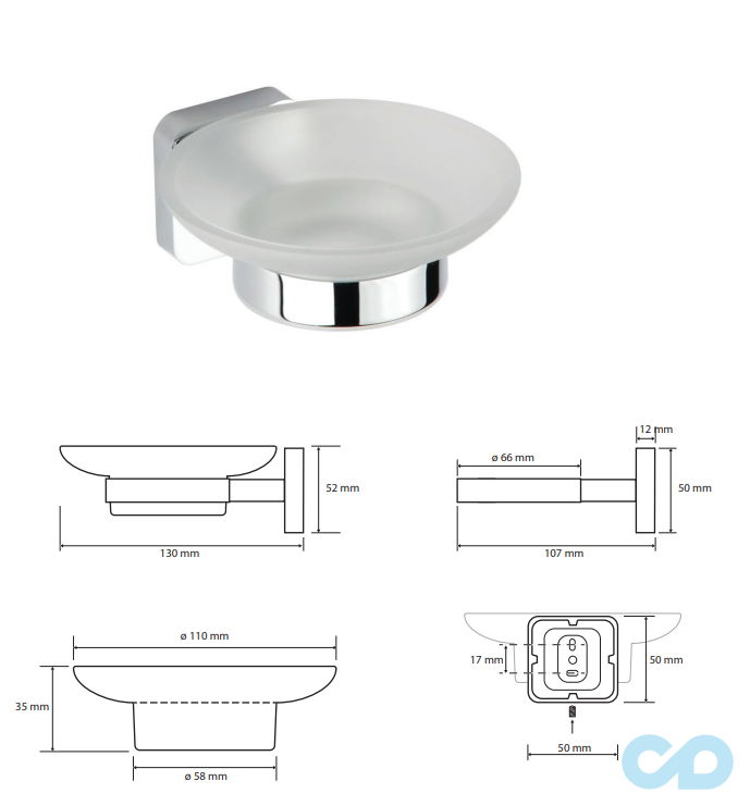 креслення Мильниця Bemeta Tasi 154108022 хром