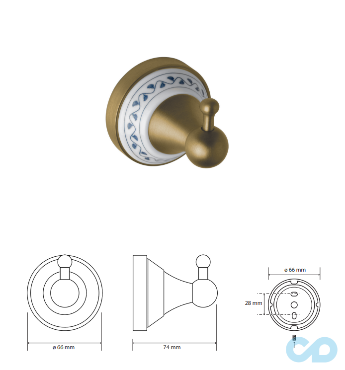 креслення Гачок Bemeta Kera 144706017 бронза