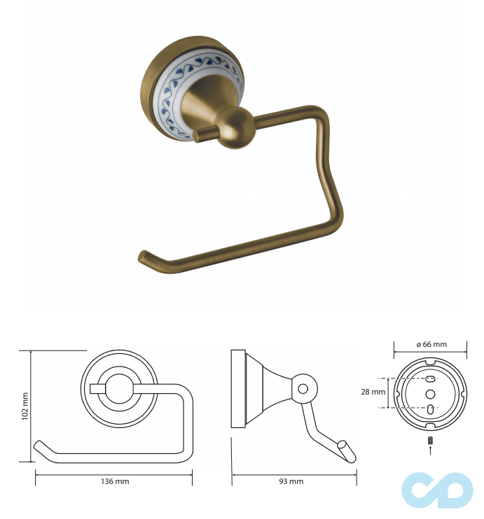 креслення Тримач туалетного паперу Bemeta Kera 144712027 бронза