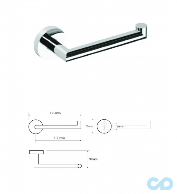 креслення Держатель туалетной бумаги Bemeta Omega 104212032L хром