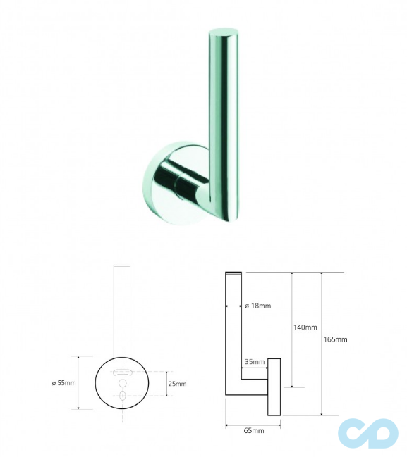креслення Тримач туалетного паперу Bemeta Omega 104112032 хром вертикальний
