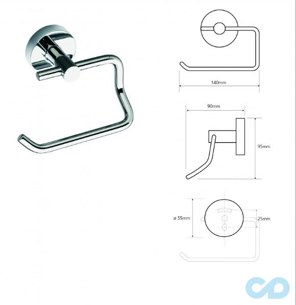 креслення Тримач туалетного паперу Bemeta Omega 104112042R хром