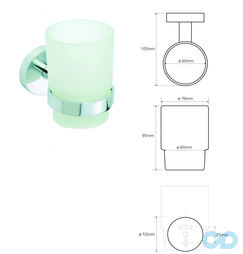 креслення Тримач зубної щітки Bemeta Omega 104110012 хром