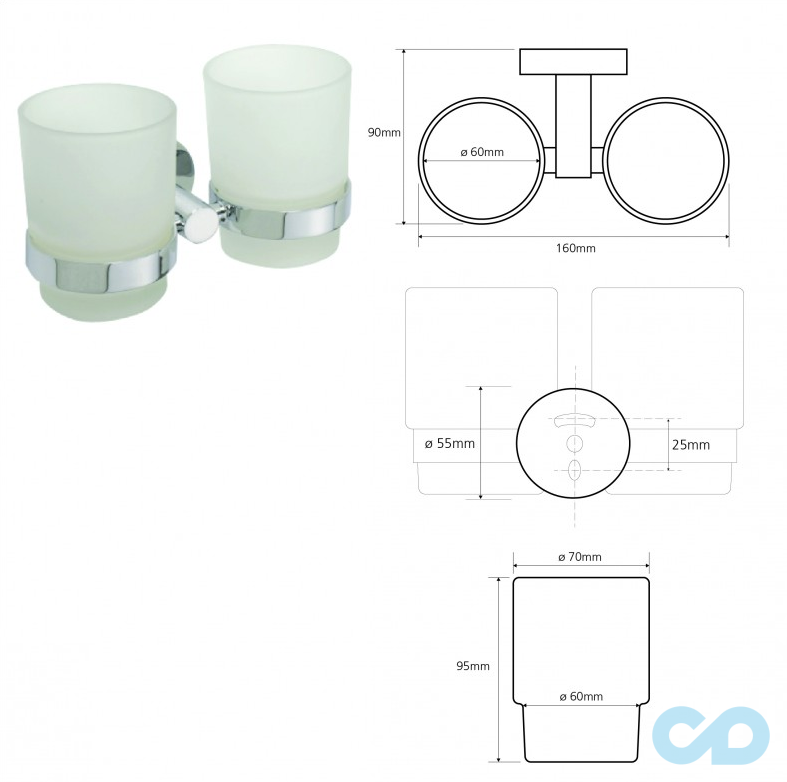 креслення Тримач зубної щітки Bemeta Omega 104110022 хром подвійний