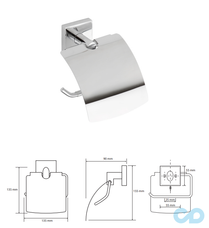 креслення Тримач туалетного паперу Bemeta Beta 132112012 хром з кришкою
