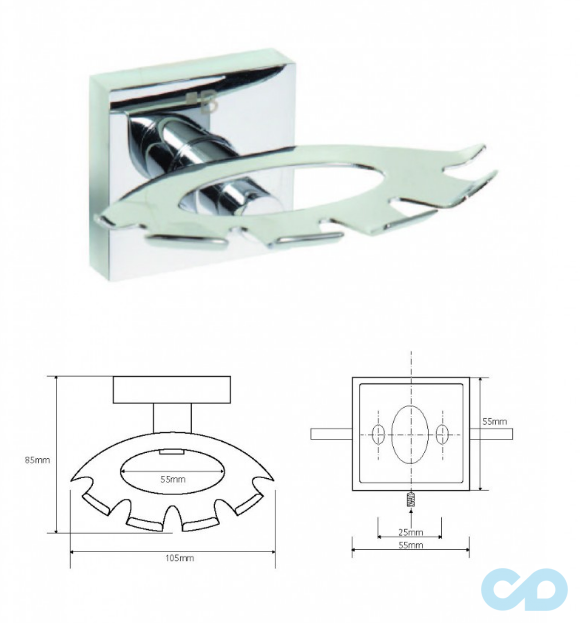 креслення Тримач зубних щіток Bemeta Beta 132110032 хром