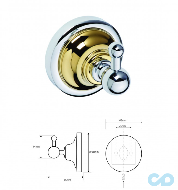 креслення Гачок Bemeta Retro 144306018 золото/хром