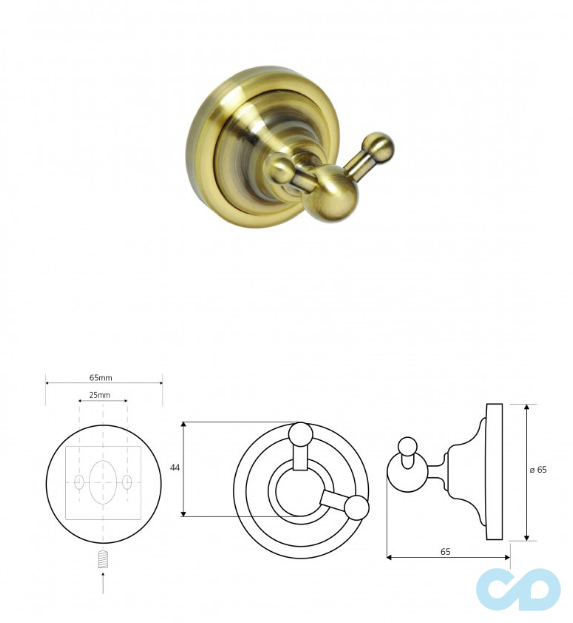 креслення Гачок Bemeta Retro 144106037 бронза подвійний