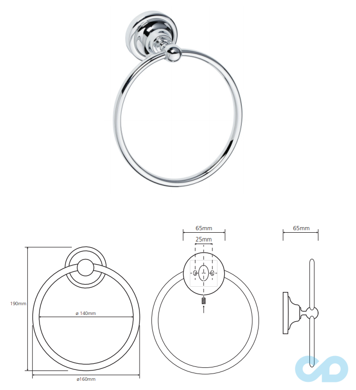 креслення Кільце для рушників Bemeta Retro 144304062 хром