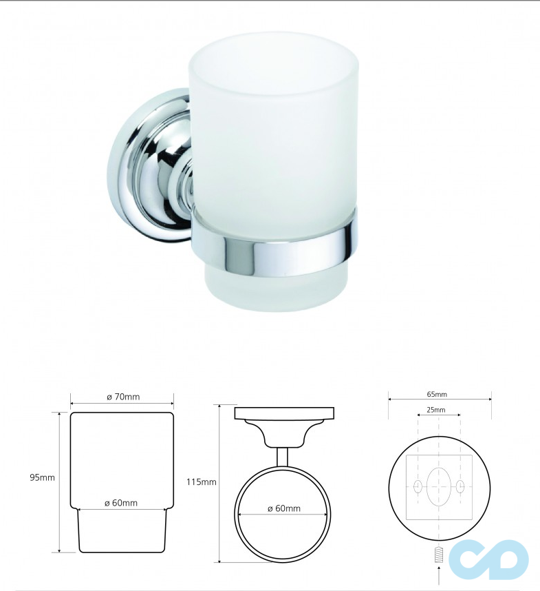 креслення Тримач зубних щіток зі склянкою Bemeta Beta 144310012 хром