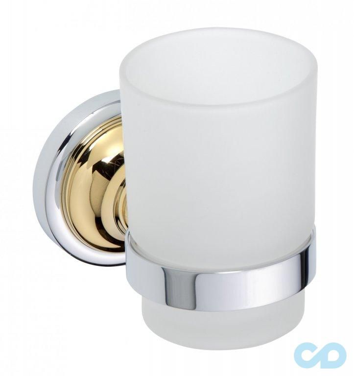 Тримач зубних щіток зі склянкою Bemeta Beta 144210018 золото/хром