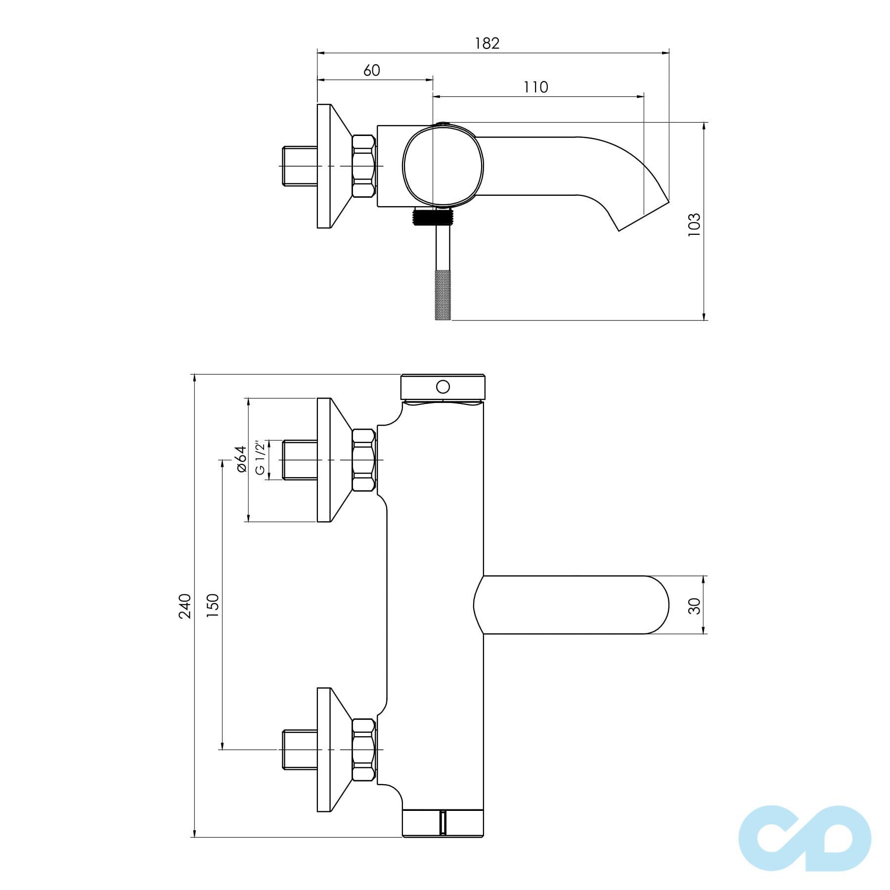 чертеж Смеситель для ванны Imprese Brenta ZMK091908040
