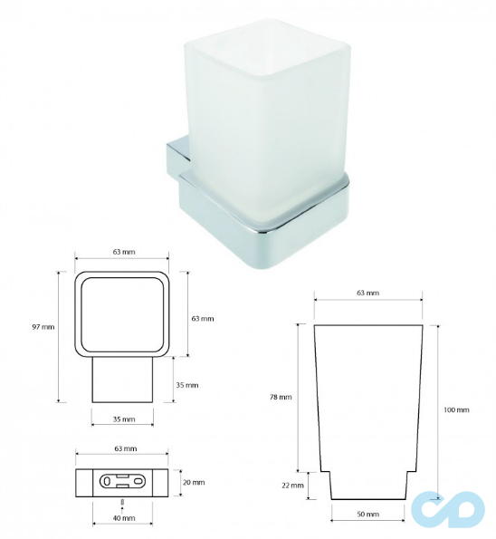 креслення Тримач зубних щіток Bemeta Via 135011012 хром